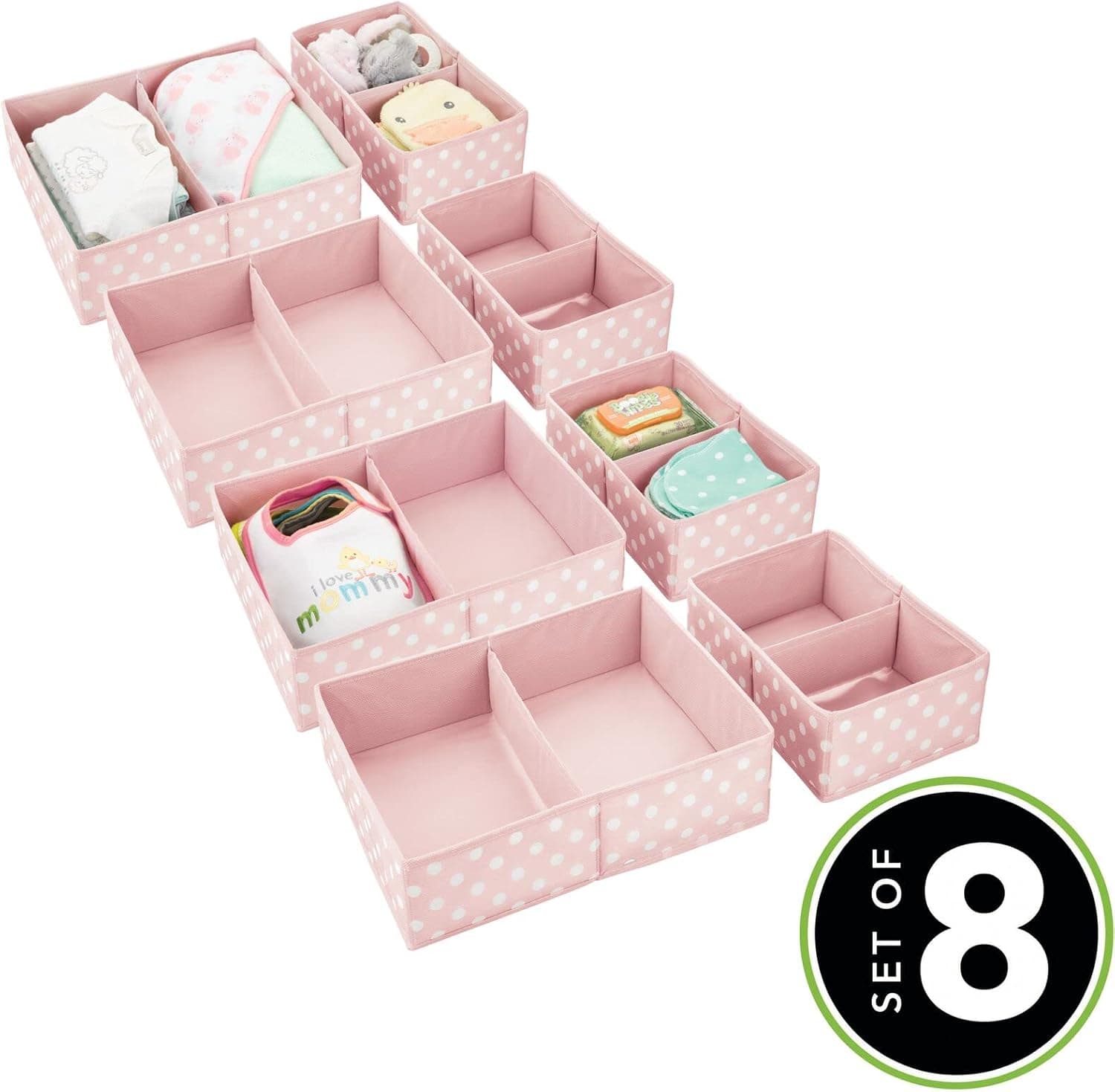 mDesign סט ארגוניות לשידת החתלה – סט גדול של 5 חלקים – אפור