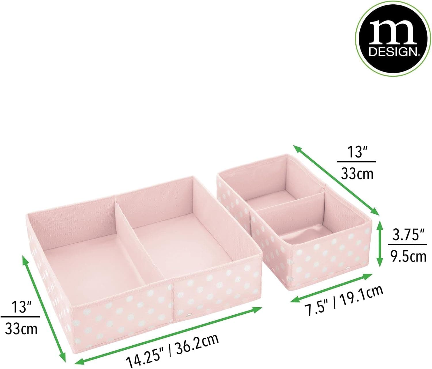 mDesign סט ארגוניות לשידת החתלה – סט גדול של 5 חלקים – אפור - תמונה 3