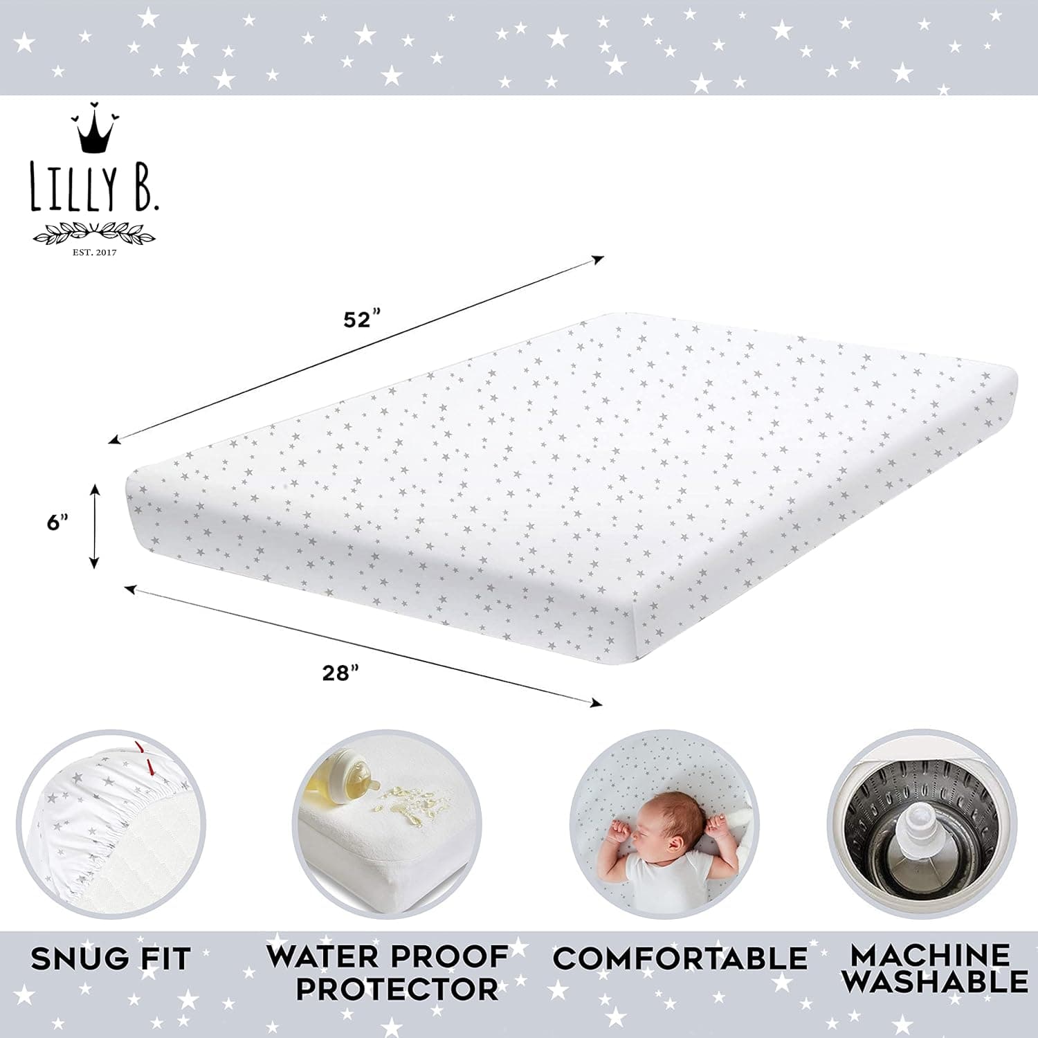 חבילה של 4 סדינים מותאמים לעריסה - תמונה 3