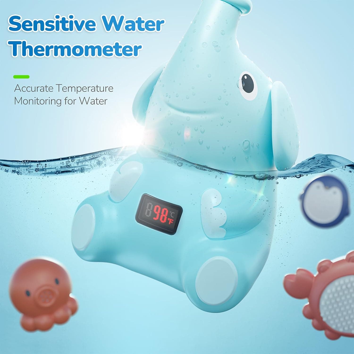 מד טמפרטורה לאמבטיית התינוק בעיצוב כלב ים - תמונה 2