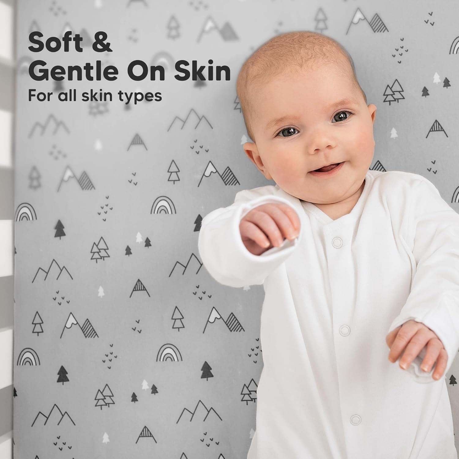 חבילה של 3 סדינים לעריסה עם מגן מזר לתינוקות 132*71*15 ס"מ - תמונה 4