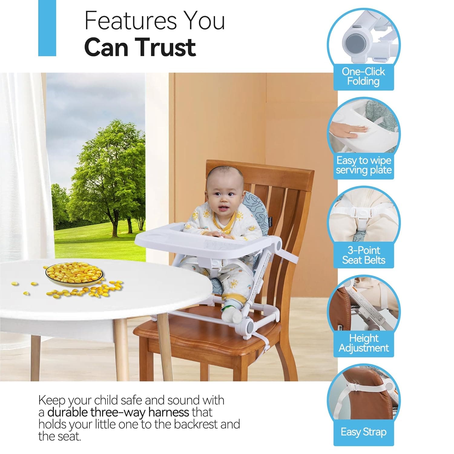 כיסא אוכל לטיולים לתינוקות מבית HICCAPOP - תמונה 3