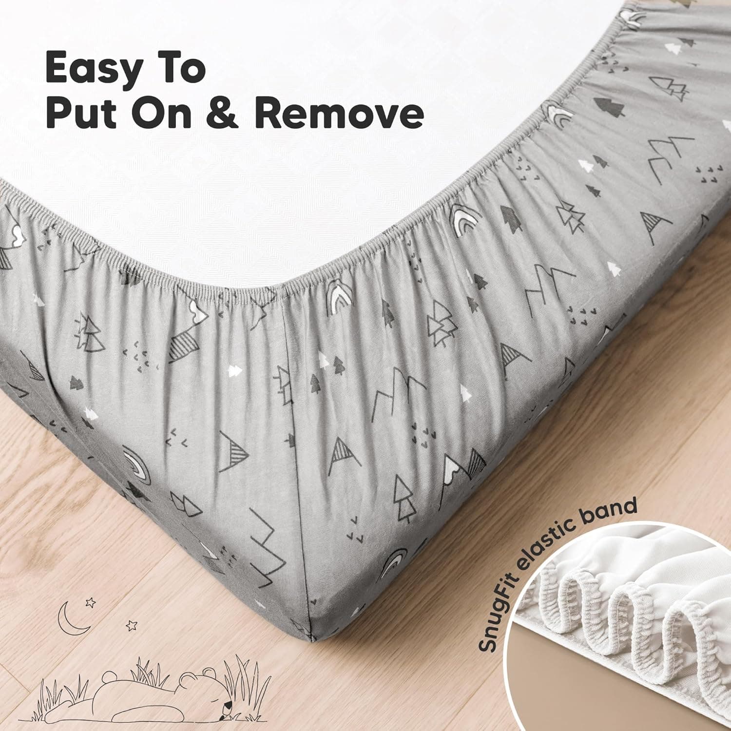 חבילה של 3 סדינים לעריסה עם מגן מזר לתינוקות 132*71*15 ס"מ - תמונה 6