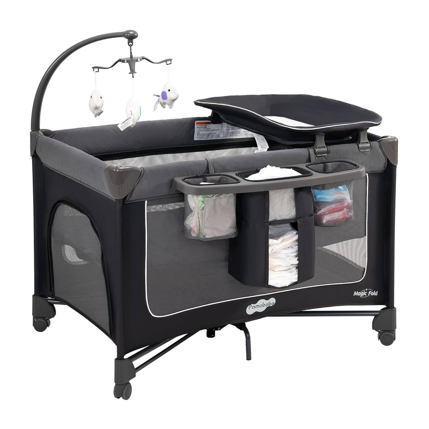 עריסה לתינוק 3 ב-1, לשינה לצד המיטה ולול, עריסה ניידת, מתקפלת וקלה